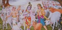 Shree Krishna with his friends and Balraam